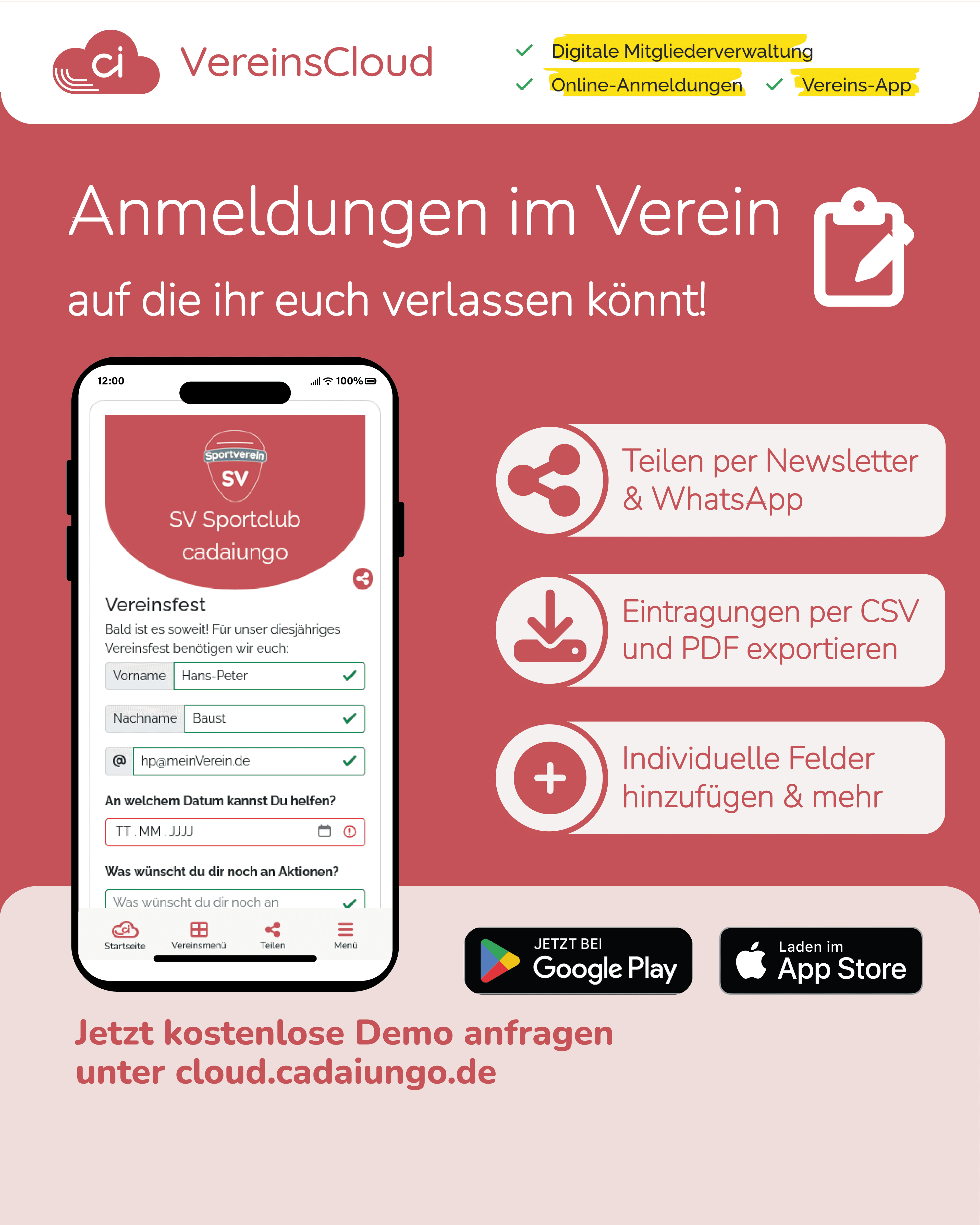 Willkommen in eurer VereinsCloud!